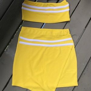 boohoo two piece set matching top and skirt